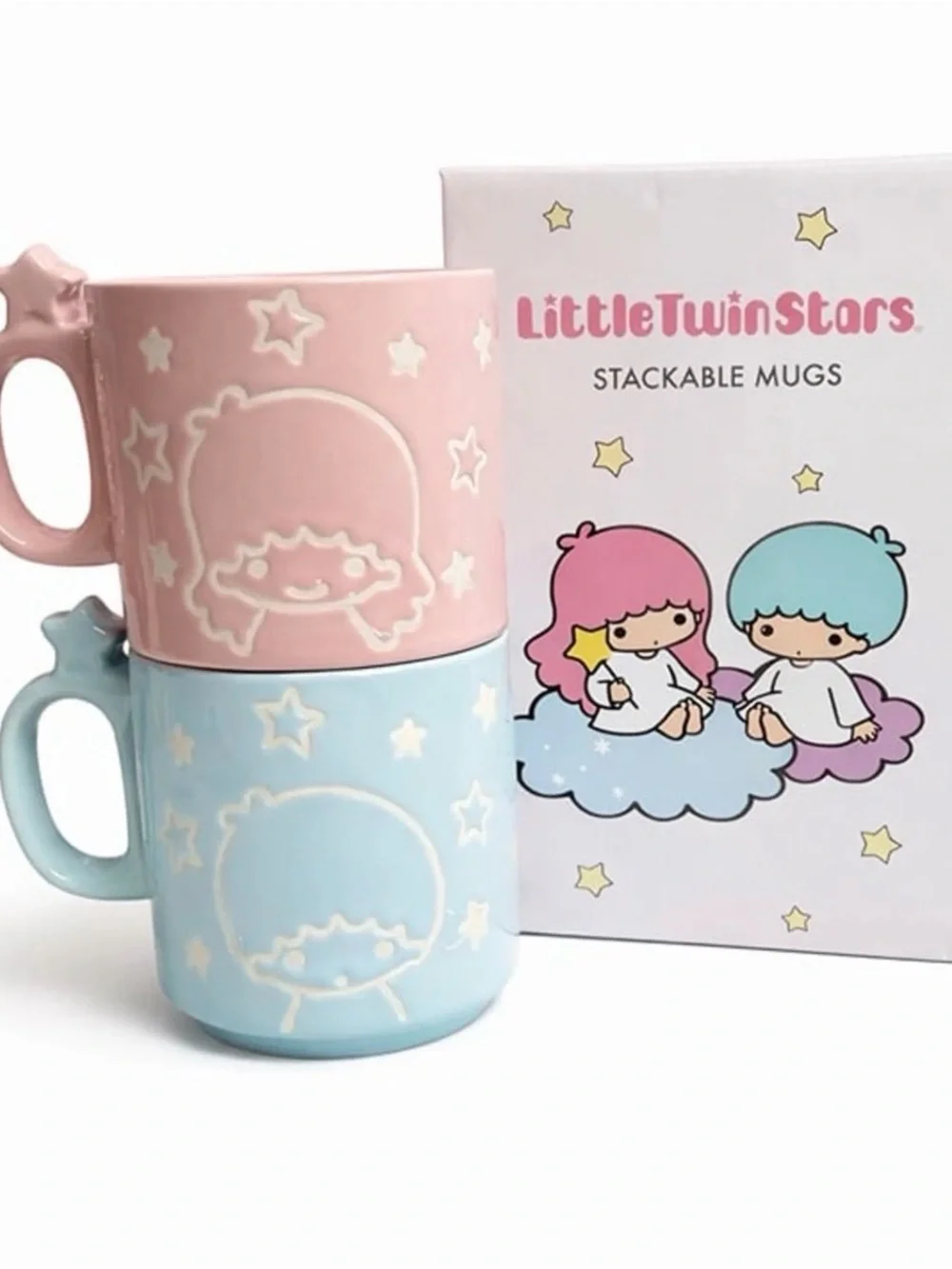 Little Twin Stars Stackable Mugs - Pink & Blue